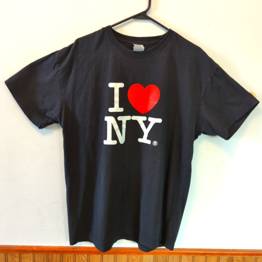 I Love NY Tshirt Black Crew neck Unisex XL
